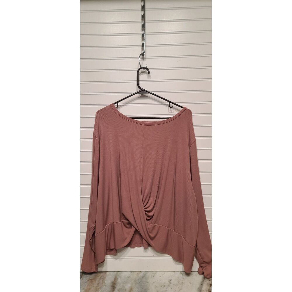 All In Motion Women's Beige Front Fold Crop Rib Long Sleeve Top Size 3X NWT